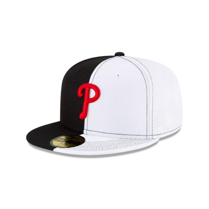 MLB Philadelphia Phillies Split Crown 59Fifty Fitted (IWK5954) - Black New Era Caps